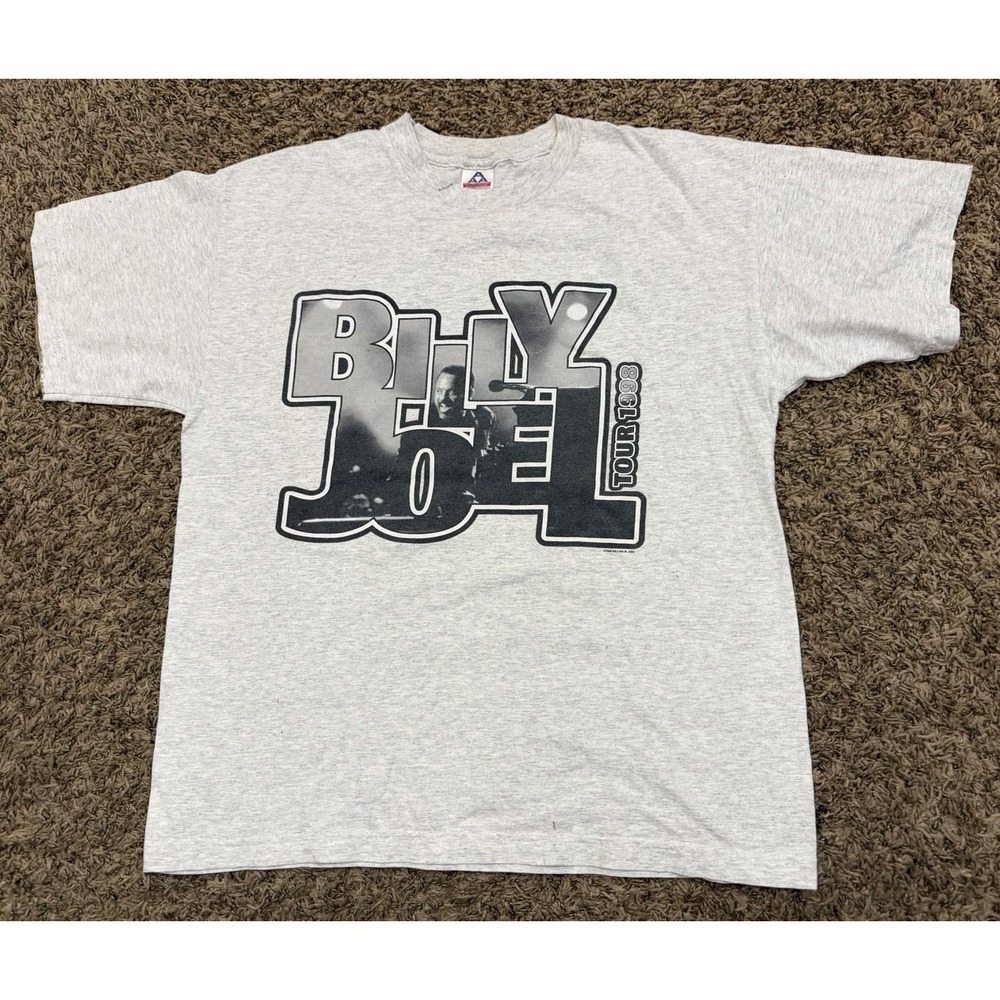 Vintage 1998 Tour BILLY JOEL Concert T-Shirt Gray Mens Size XL
